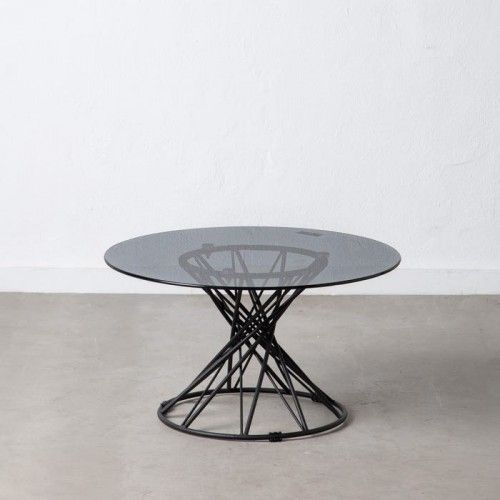 Espejo de mesa metálico negro con base circular