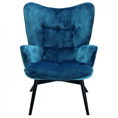 VICKY fauteuil in blauwe fluwelen stof
