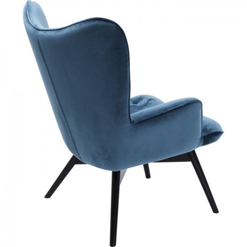 VICKY fauteuil in blauwe fluwelen stof