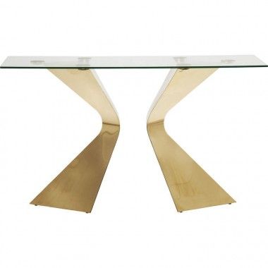 Console de design de vidro e ouro 140 cm Gloria