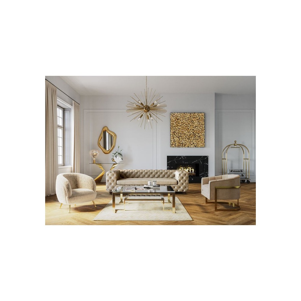 Console de design de vidro e ouro 140 cm Gloria