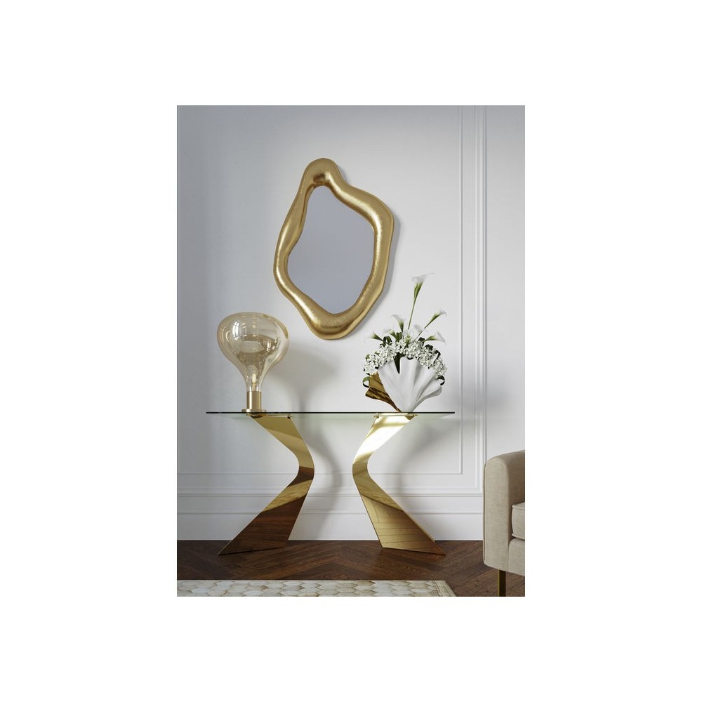 Designerkonsole aus Glas und Gold 140 cm GLORIA