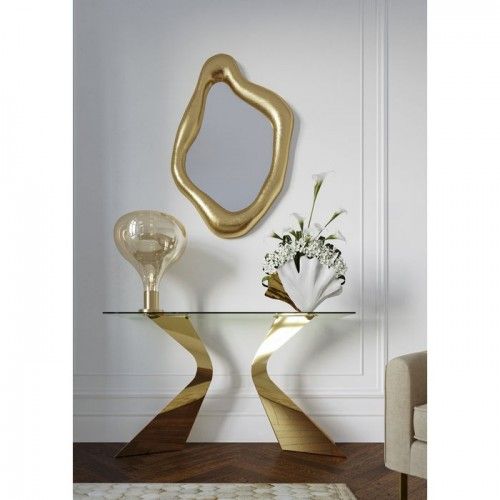 Console de design de vidro e ouro 140 cm Gloria