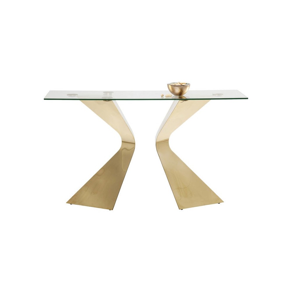 Consolle di design in vetro e oro 140 cm GLORIA