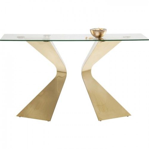 Console design en verre et or 140 cm GLORIA