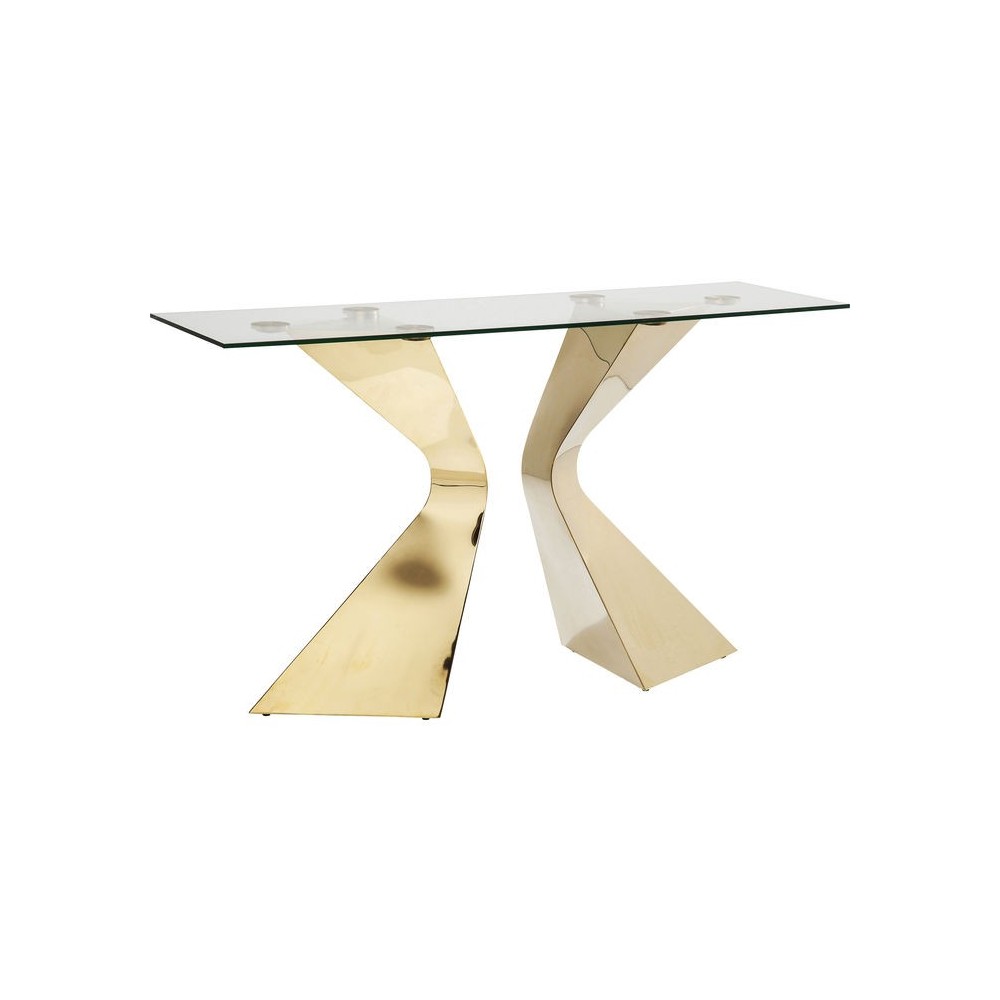 Console design en verre et or 140 cm GLORIA