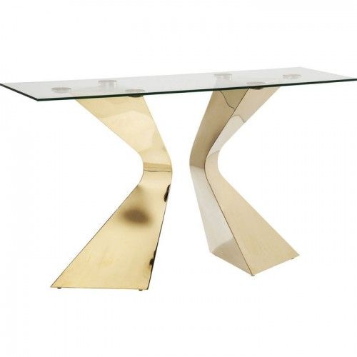 Console de design de vidro e ouro 140 cm Gloria