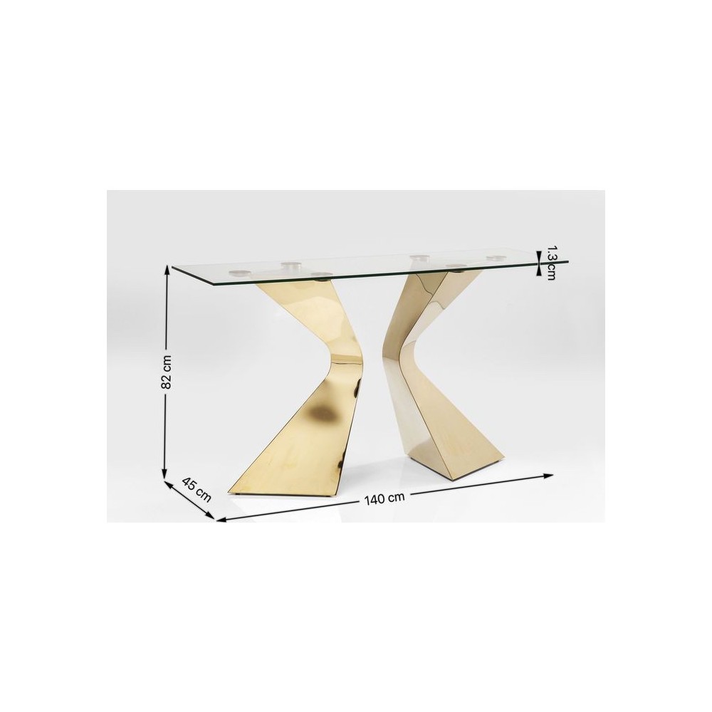 Consolle di design in vetro e oro 140 cm GLORIA