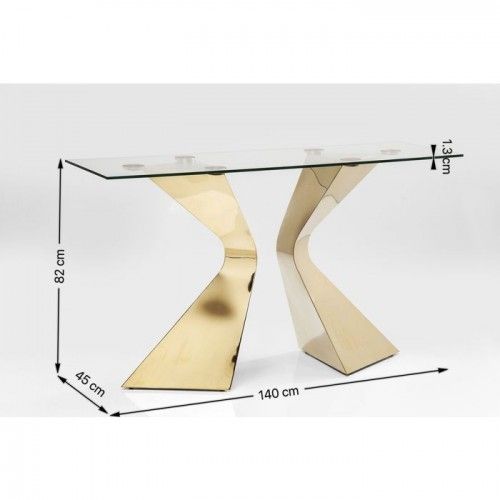 Designerkonsole aus Glas und Gold 140 cm GLORIA