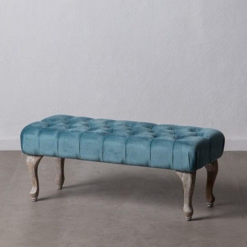 Banco acolchado de tela de terciopelo azul madera XSPHERE