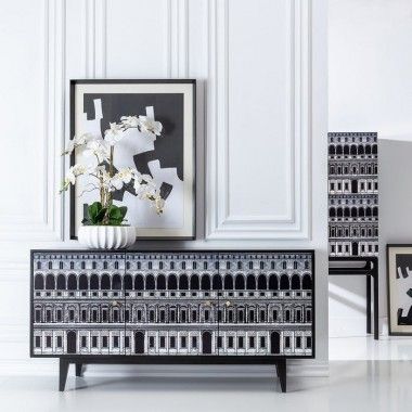 Black / Branco Impresso Bahut Gabinete 2