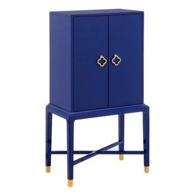 Armoire bois de sapin bleu 2 portes CABINET