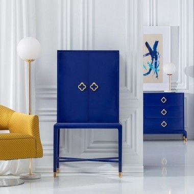 Blauer Tannenholzschrank mit 2 Türen SCHRANK 2