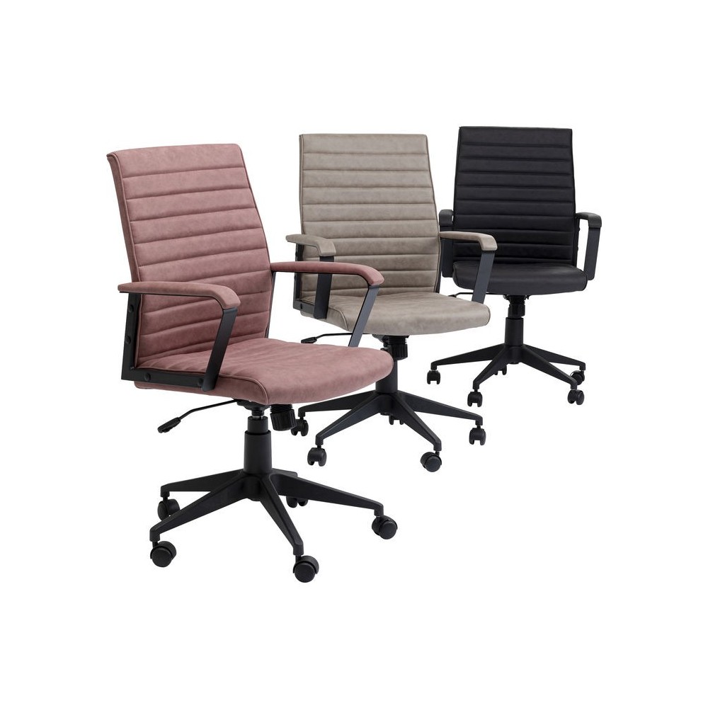 Chaise de bureau effet cuir noir LABORA
