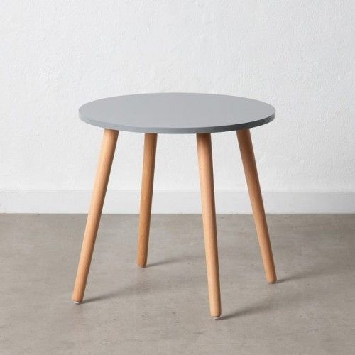 Table d'appoint ronde gris naturel bois de hêtre 50cm TROLLYS