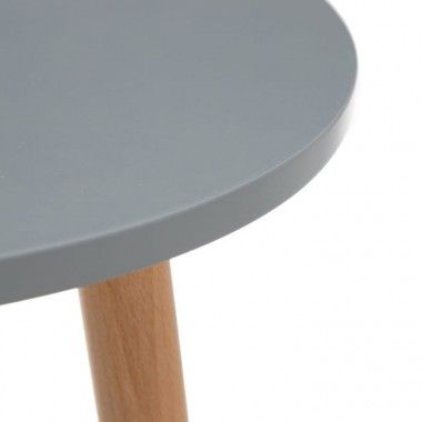 Mesa auxiliar redonda madera de haya gris natural 50 cm TROLLEY