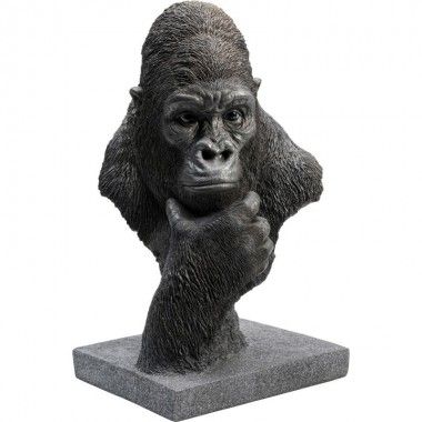 Cabeça de gorila estátua pensando preto GORILLA