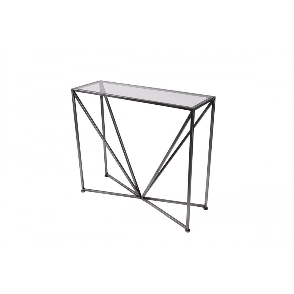 Metal cinza de console geométrico e vidro temperado trianglus