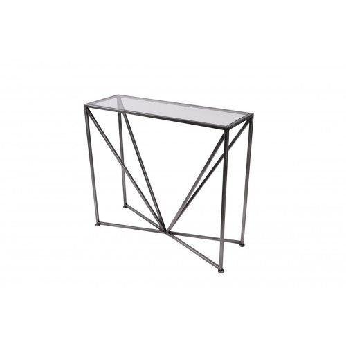Metal cinza de console geométrico e vidro temperado trianglus