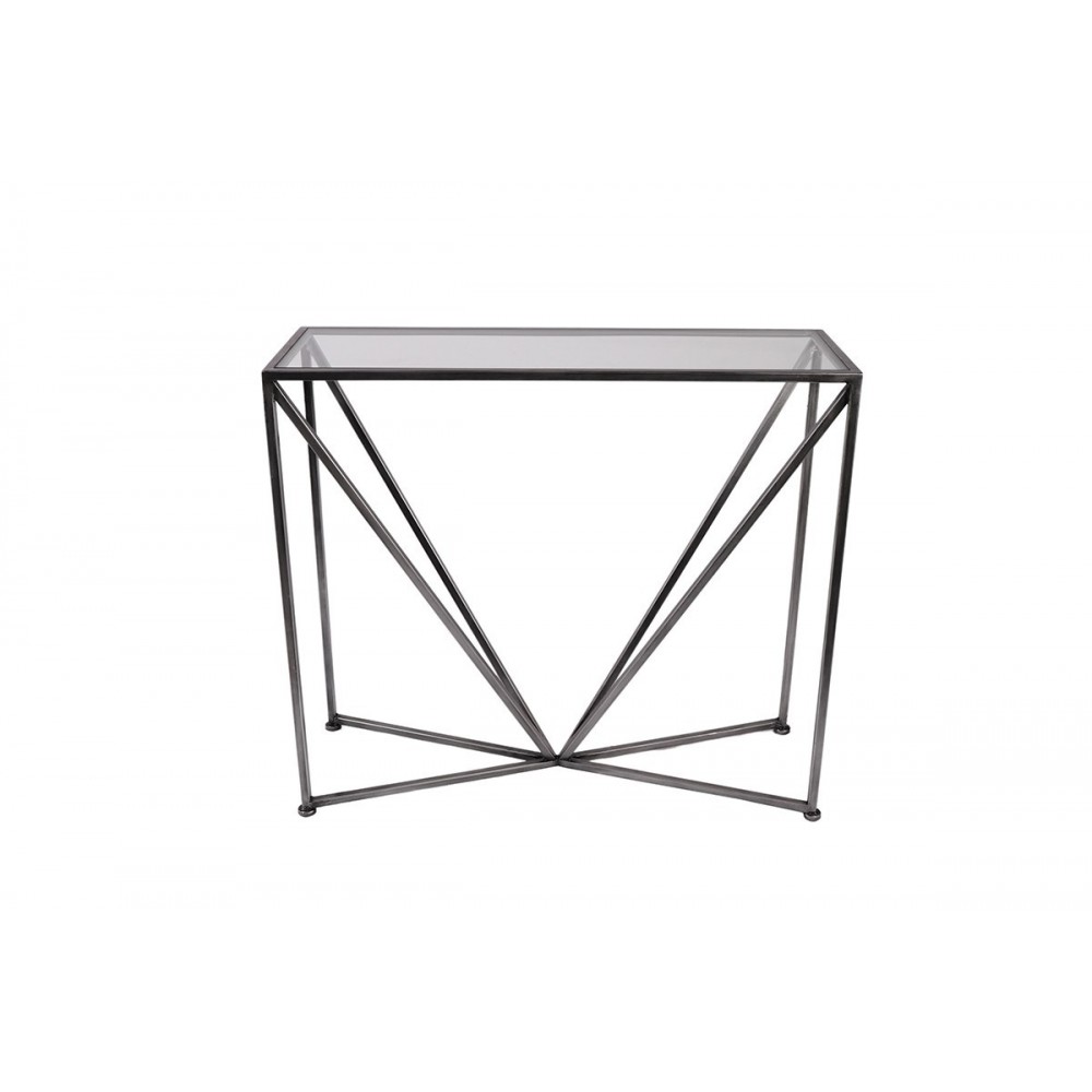 Metal cinza de console geométrico e vidro temperado trianglus