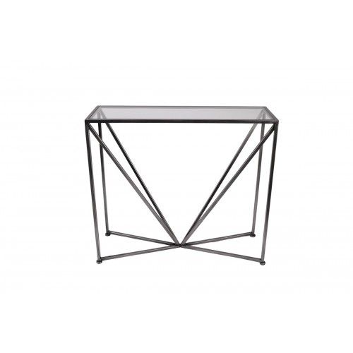 Metal cinza de console geométrico e vidro temperado trianglus