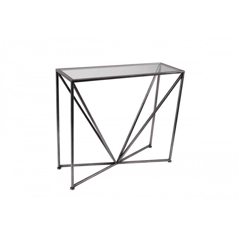 Metal cinza de console geométrico e vidro temperado trianglus