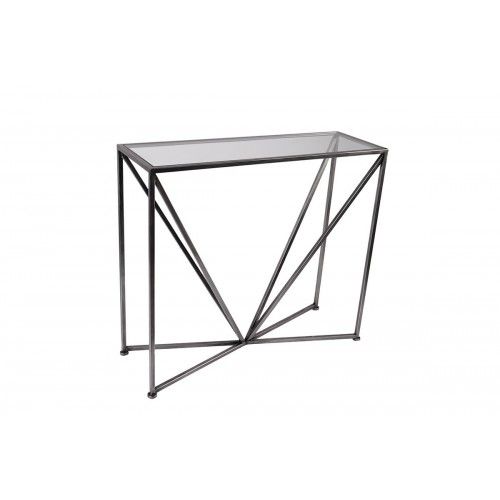 Metal cinza de console geométrico e vidro temperado trianglus