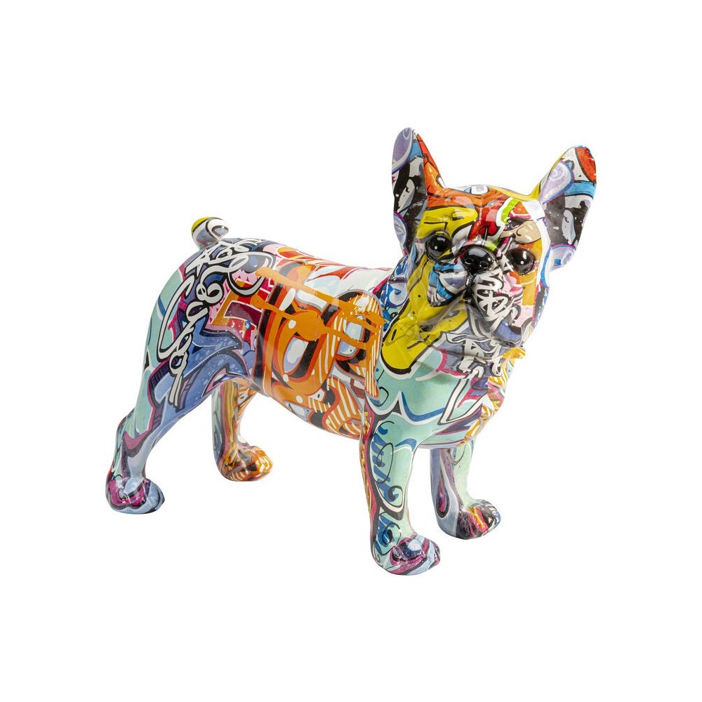 Escultura decorativa GRAFFITI DOG bulldog multicolor de 22 cm alto KARE Design — vista frontal