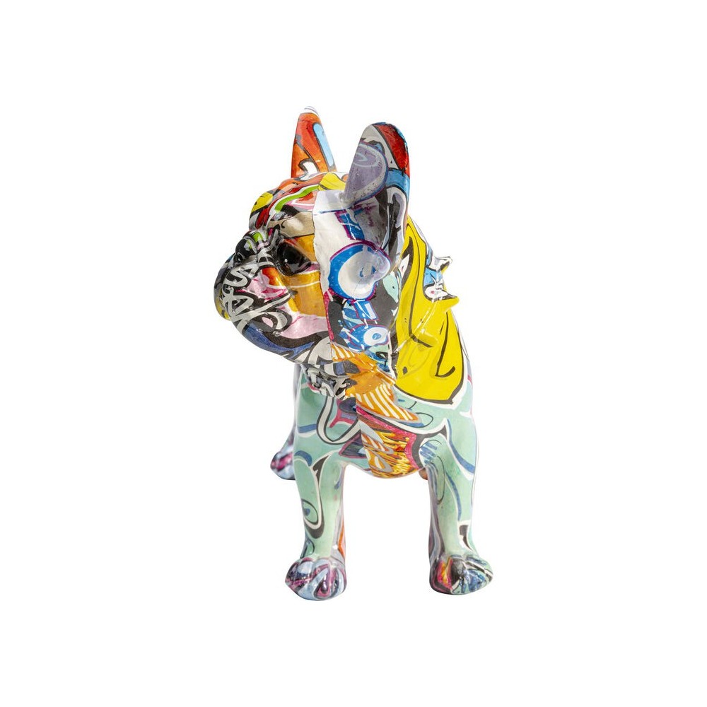 Escultura decorativa GRAFFITI DOG bulldog multicolor de 22 cm alto KARE Design — vista lateral