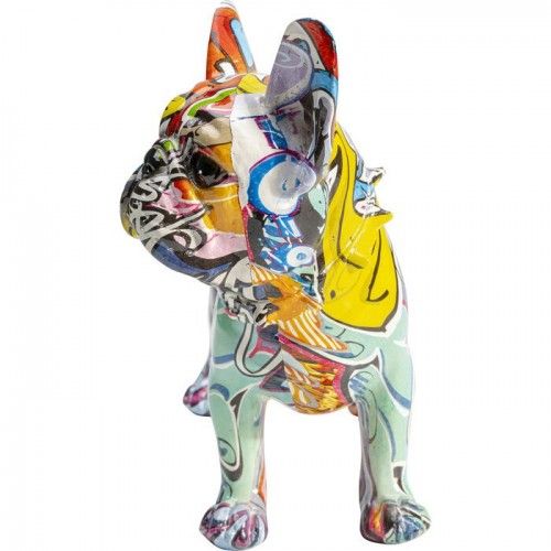 Decoratief beeld GRAFFITI DOG veelkleurige bulldog 22 cm hoog KARE Design — zijaanzicht