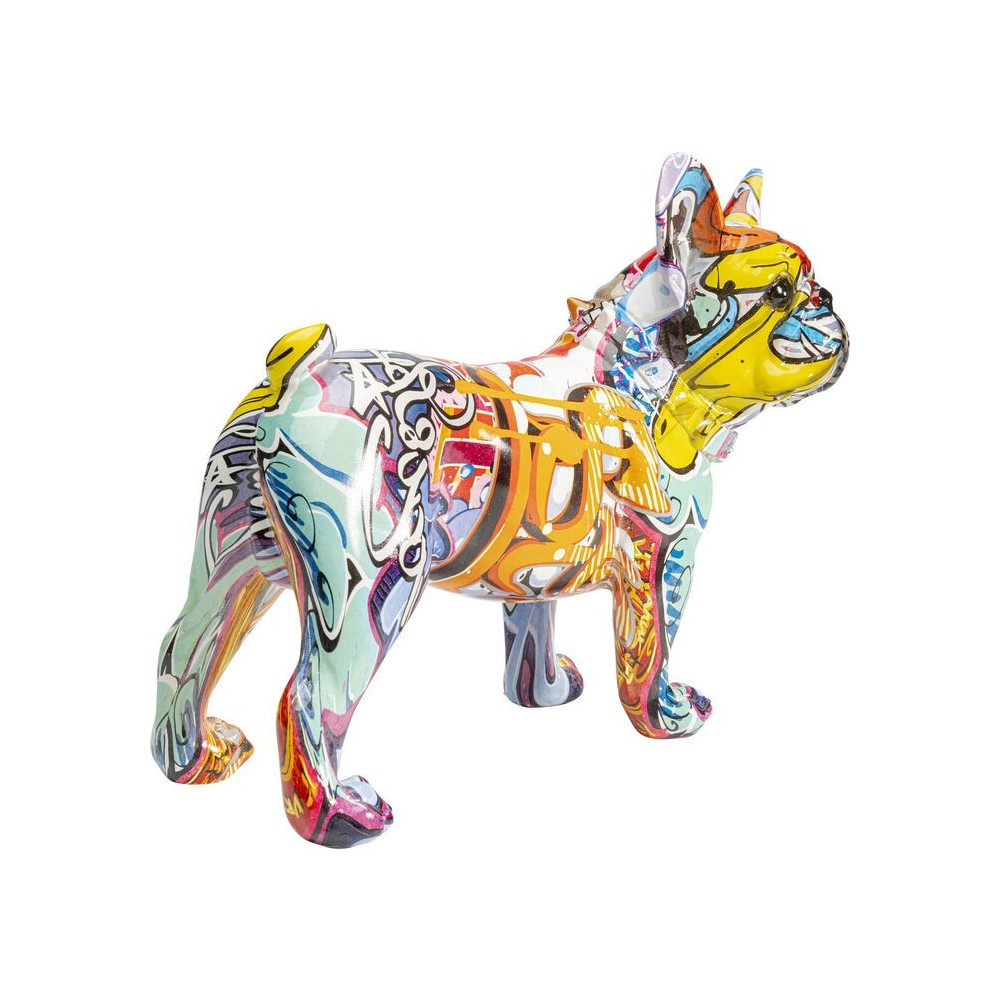 Sculpture décorative GRAFFITI DOG bouledogue multicolore haut de 22 cm KARE Design — vue de trois quarts opposée