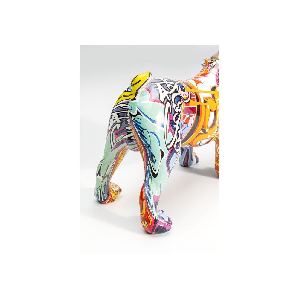 Sculpture décorative GRAFFITI DOG bouledogue multicolore haut de 22 cm KARE Design — pied vu de près