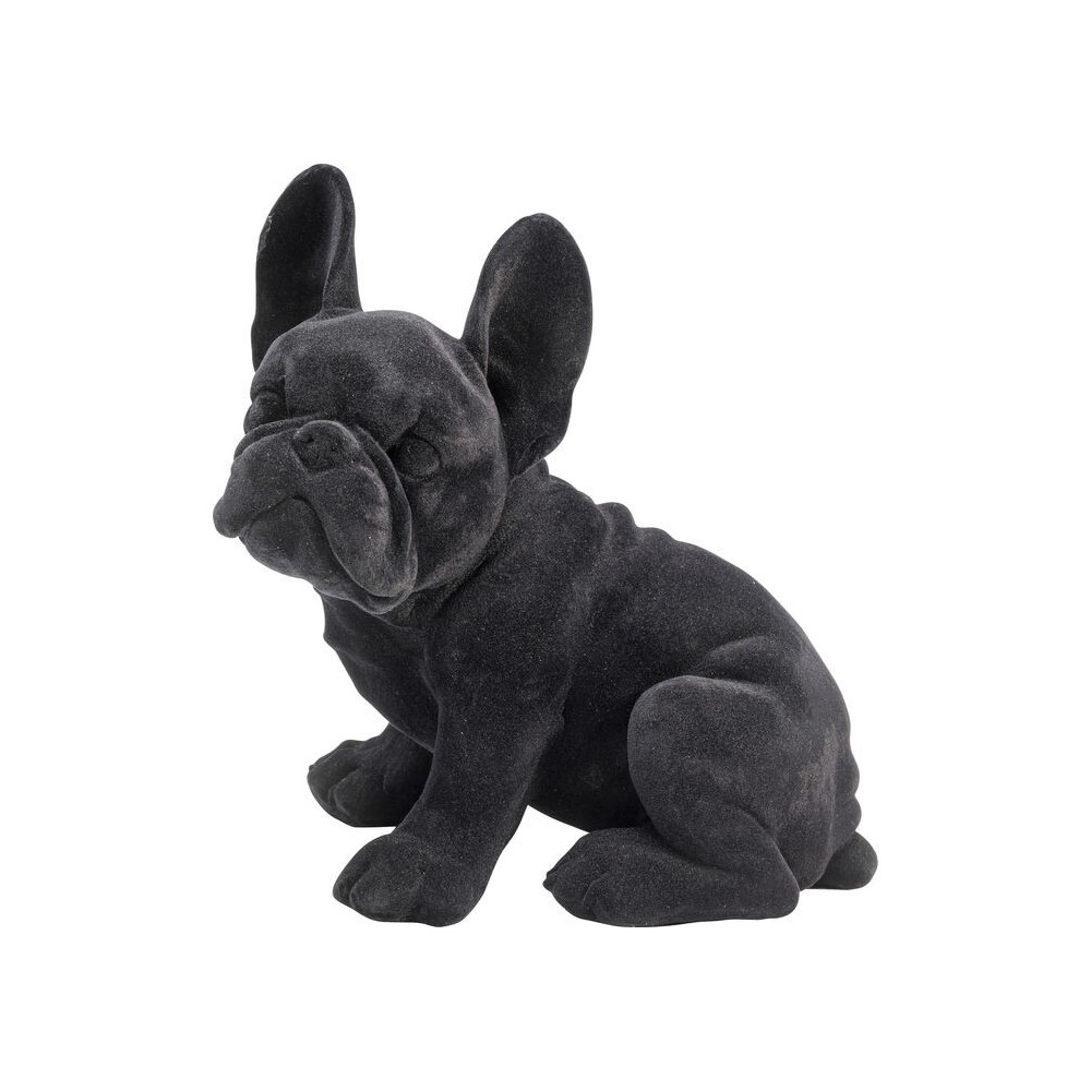 Estatueta de Bulldog de cachorro Feltro Preto Francês