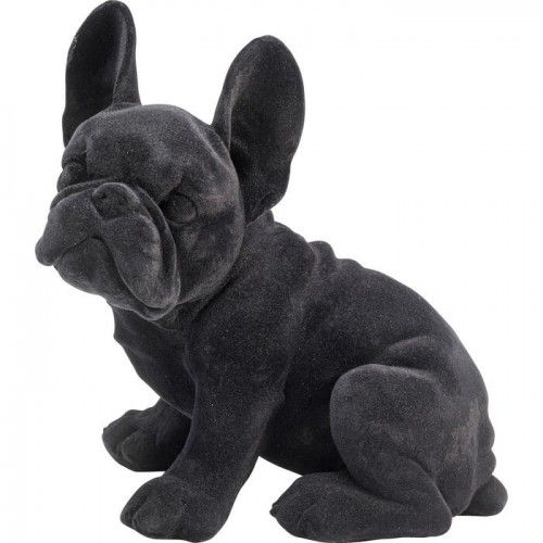 Estatueta de Bulldog de cachorro Feltro Preto Francês