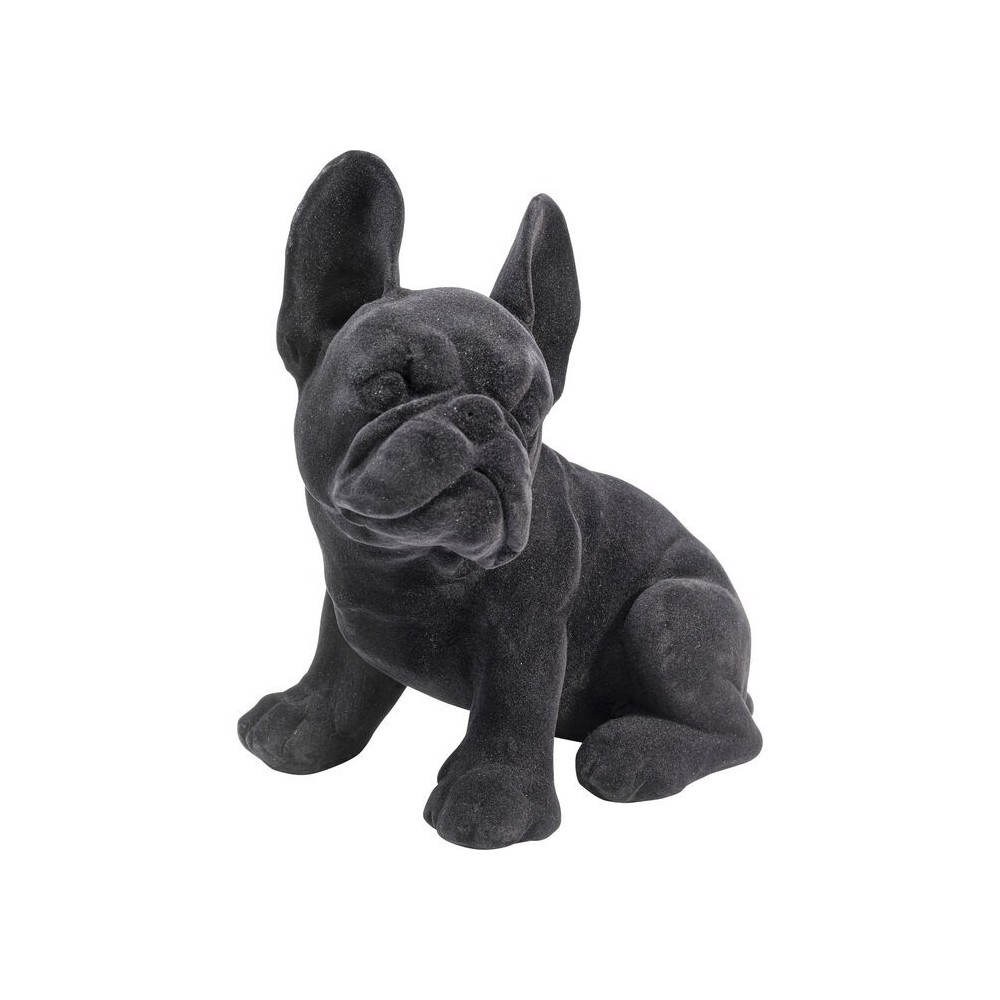 Black felt French bulldog puppy statuette