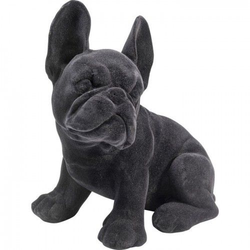 Estatueta de Bulldog de cachorro Feltro Preto Francês