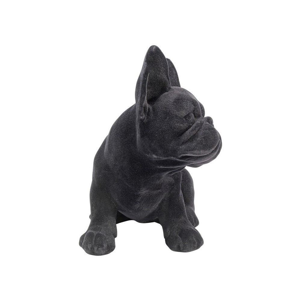 Schwarze französische Bulldoggen-Welpenstatuette aus Filz