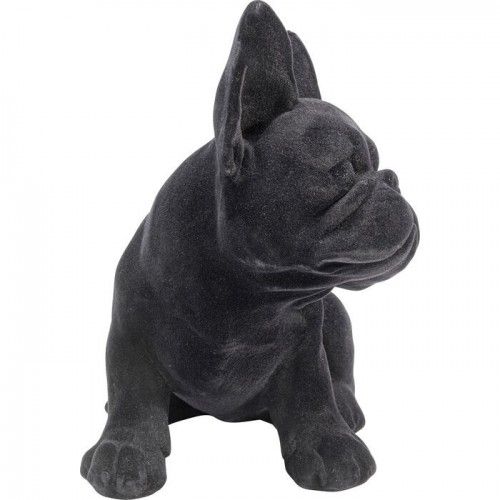 Statuette chiot bouledogue Français noir feutrine