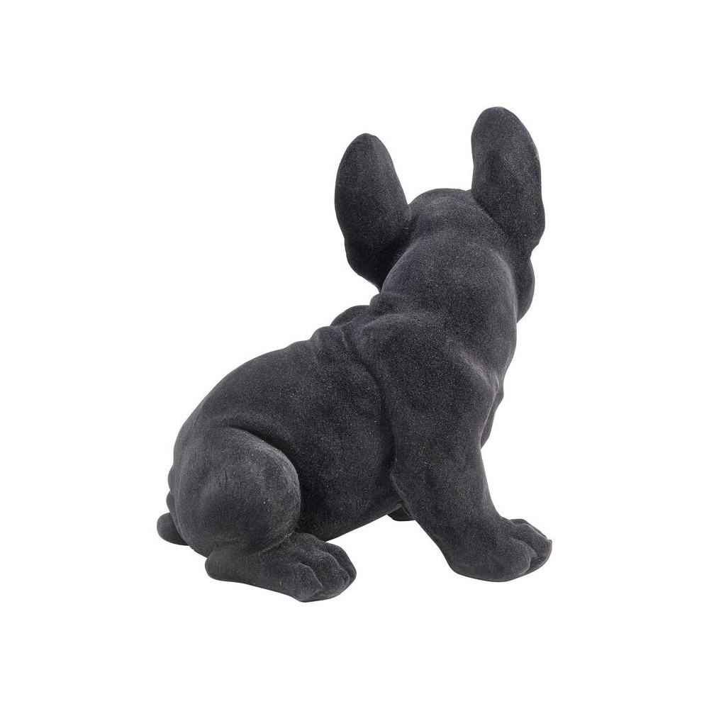Estatuilla de cachorro bulldog francés de fieltro negro