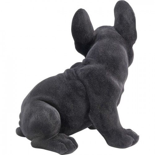 Statuette chiot bouledogue Français noir feutrine