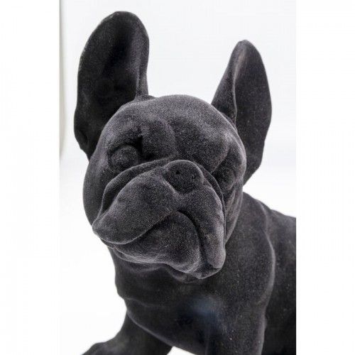 Statuette chiot bouledogue Français noir feutrine