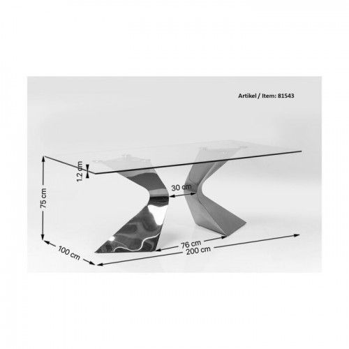 Black tempered glass dining table 200 cm GLORIA