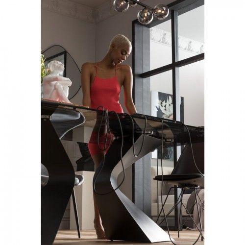 Table à manger verre trempé noir 200 cm GLORIA