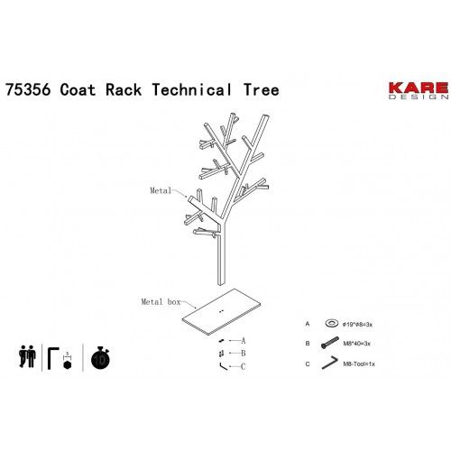 TECHNICAL black designer coat rack tree 200 cm