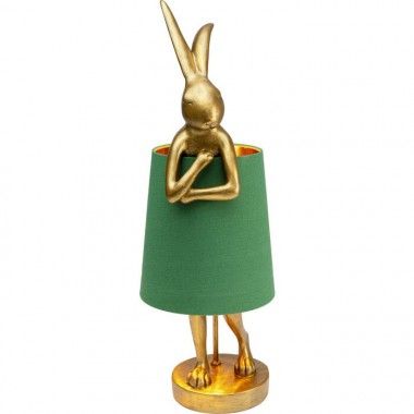 Lâmpada de coelho dourado verde abajão coelho