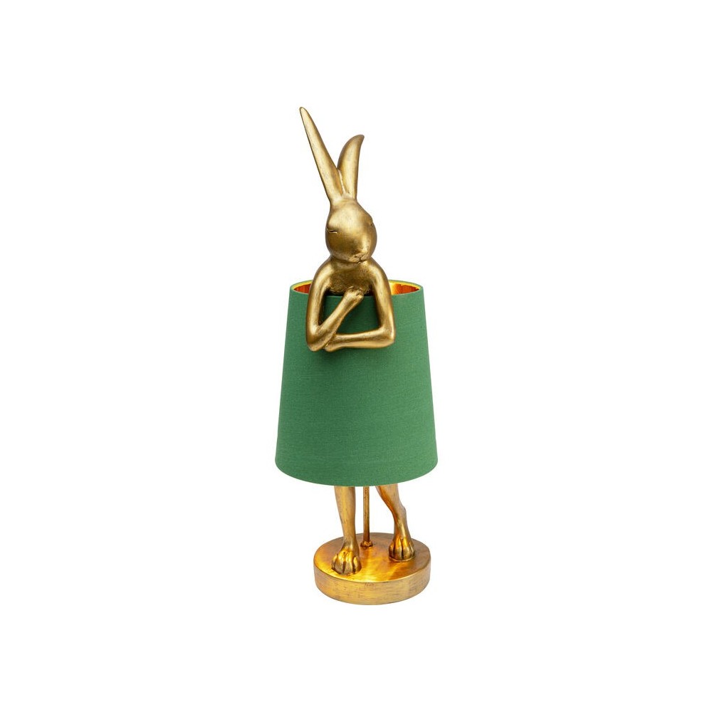 Lâmpada de coelho dourado verde abajão coelho