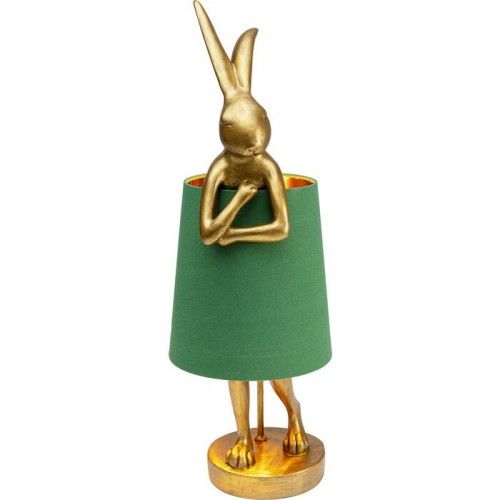 Lâmpada de coelho dourado verde abajão coelho