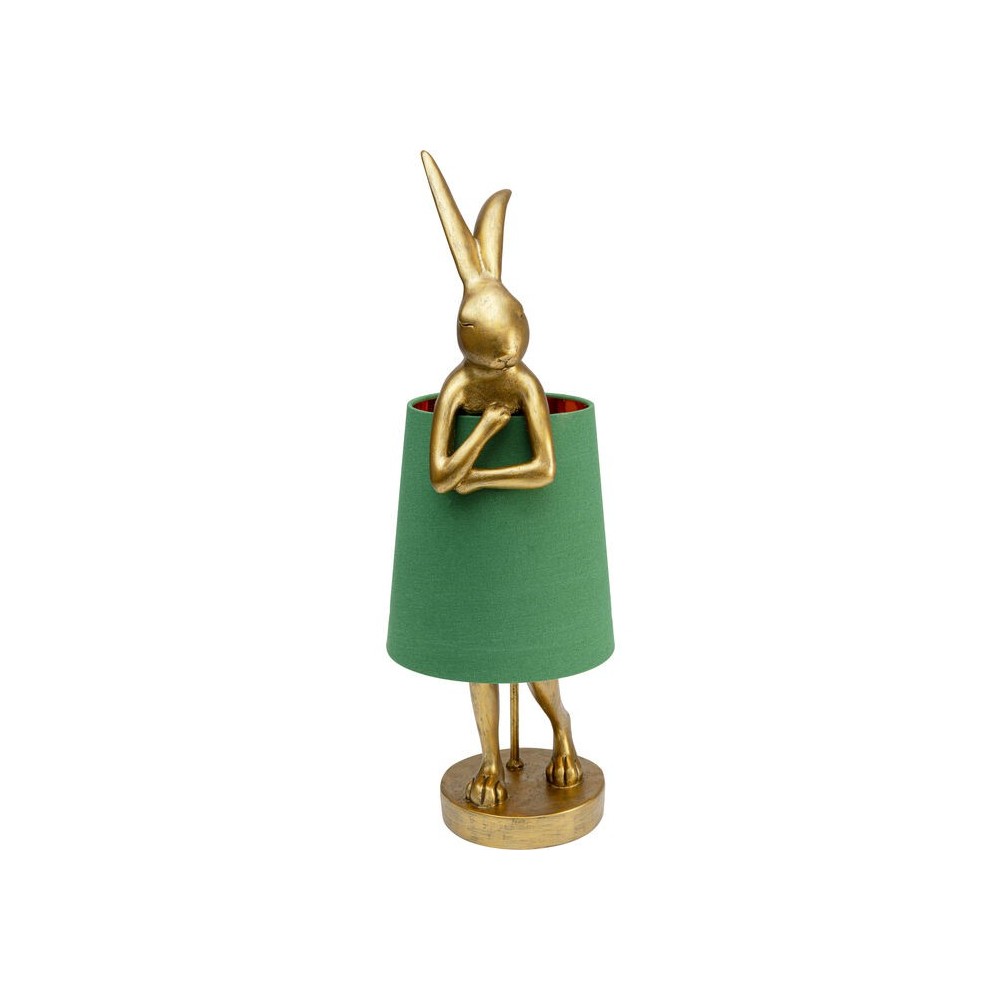 Lâmpada de coelho dourado verde abajão coelho
