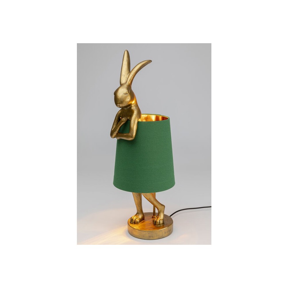 Lámpara conejo dorado con pantalla verde RABBIT