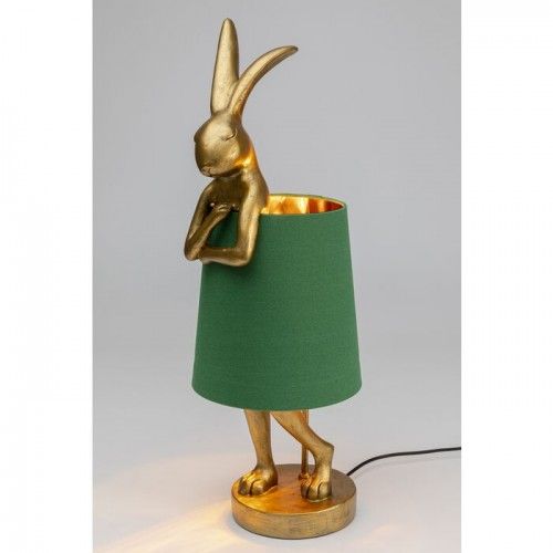 Lâmpada de coelho dourado verde abajão coelho